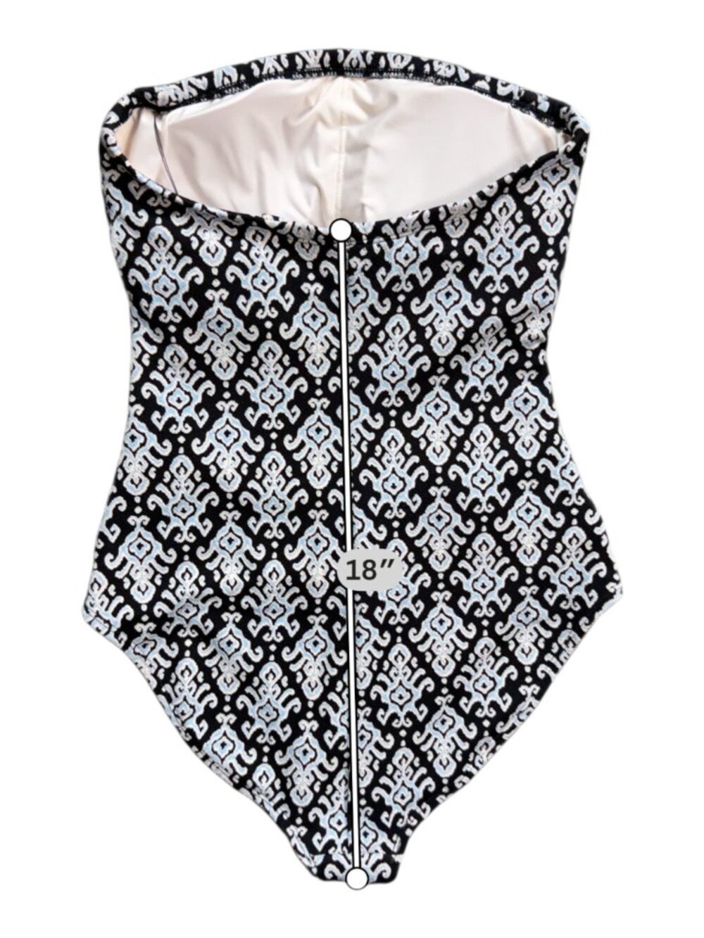 Shade & Shore Bandeau One Piece Swimsuit Size S Black White Geo Print NWT - Picture 4 of 16